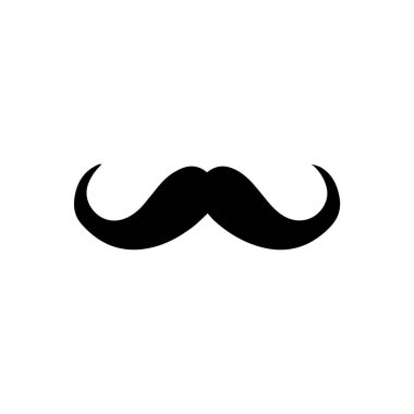 Bıyık Siyah simgesi beyaz arkaplanda izole edildi. Vektör illüstrasyon tasarımı.