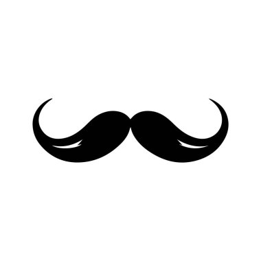 Bıyık Siyah simgesi beyaz arkaplanda izole edildi. Vektör illüstrasyon tasarımı.