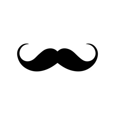 Bıyık Siyah simgesi beyaz arkaplanda izole edildi. Vektör illüstrasyon tasarımı.