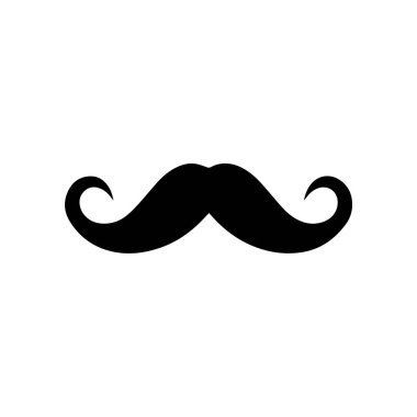 Bıyık Siyah simgesi beyaz arkaplanda izole edildi. Vektör illüstrasyon tasarımı.