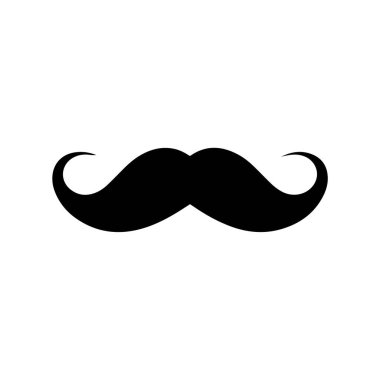 Bıyık Siyah simgesi beyaz arkaplanda izole edildi. Vektör illüstrasyon tasarımı.