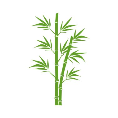 Bambu yaprakları beyaz arkaplan üzerinde simge, siluet biçimi, vektör illüstrasyonu