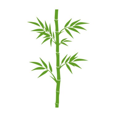 Bambu yaprakları beyaz arkaplan üzerinde simge, siluet biçimi, vektör illüstrasyonu