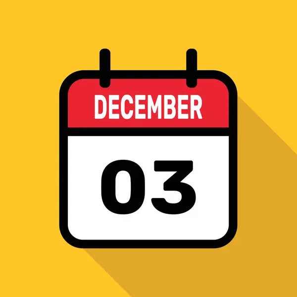 December Kalender Icoon Met Lange Schaduw Vlakke Stijl Vectorillustratie — Stockvector