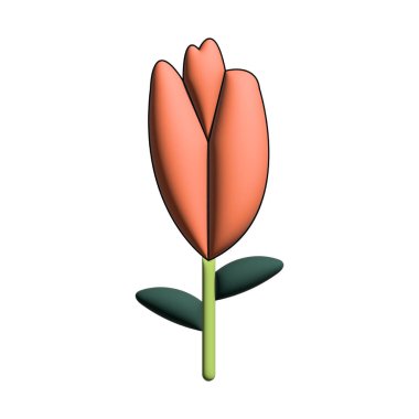 Çiçekler 3d simge vektör illüstrasyonu ve arkaplan.