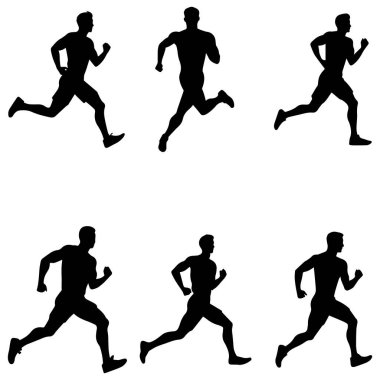 Koşan Adamlar siyah simge çalıştırma spor vektör tasarımı.