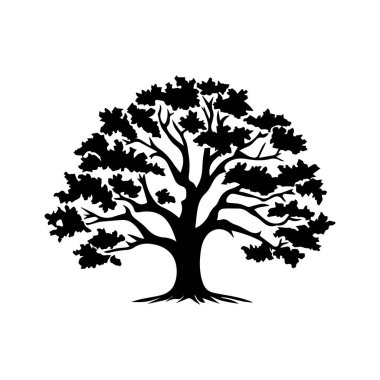 Siyah ağaç simgesi beyaz arkaplanda izole edildi. Vektör İllüstrasyonu.