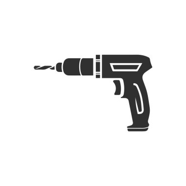 Matkap Makinesi simgesi ve elektrik vektör tasarımı.