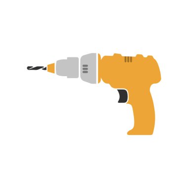 Matkap Makinesi simgesi ve elektrik vektör tasarımı.