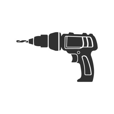 Matkap Makinesi simgesi ve elektrik vektör tasarımı.