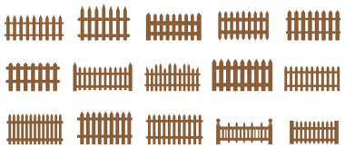 Çit simgesi ayarlandı. Beyaz arkaplanda izole edilmiş web tasarımı için basit vektör.