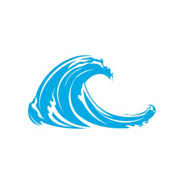 Beyaz arka planda mavi deniz dalgaları simgesi. vektör çizimi tasarımı.