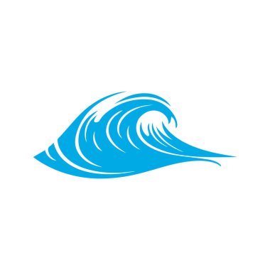 Beyaz arka planda mavi deniz dalgaları simgesi. vektör çizimi tasarımı.