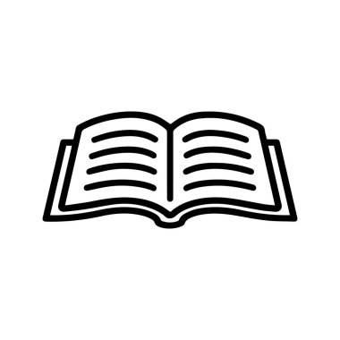 Kitap ikonu vektörü. İnce bir çizgi işareti. sembol illüstrasyon arkaplan tasarımı.