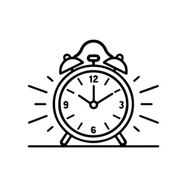 Alarm saat çizgisi simgesi, konsept çizimi, ana çizgi sembolü, vektör işareti tasarımı.