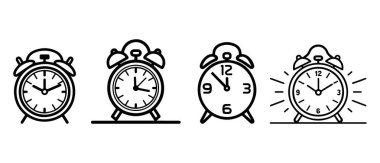 Alarm saat çizgisi simgesi, konsept çizimi, ana çizgi sembolü, vektör işareti tasarımı.