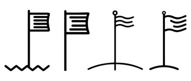 Bayrak simgesi vektörü. İnce bir çizgi işareti. İzole sembol tasarımı.