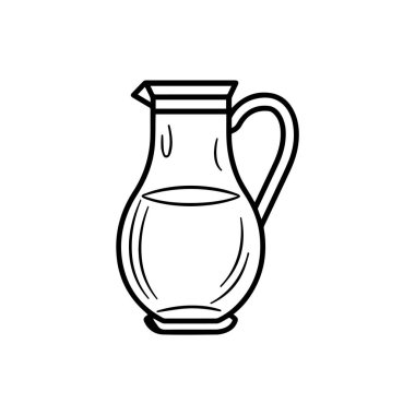 Sürahi ana hatlı su ikonu siyah şişe sanat tasarımı.