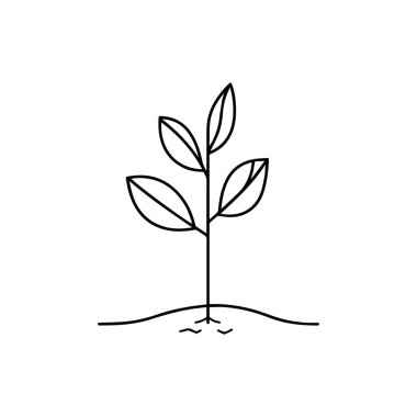 Tohum ağacı büyüyen ikon. Siyah doğa yeşil vektör tasarımı.