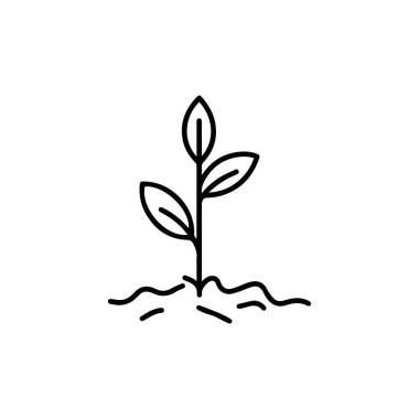 Tohum ağacı büyüyen ikon. Siyah doğa yeşil vektör tasarımı.