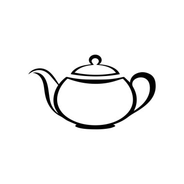 Çaydanlık siyah ikonu. Sıcak pişirme vektörü tasarımı.