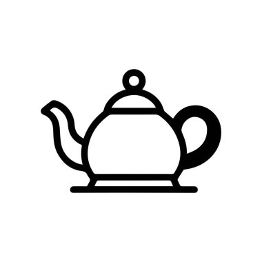 Çaydanlık siyah ikonu. Sıcak pişirme vektörü tasarımı.