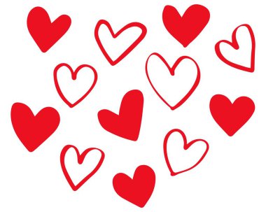 Beyaz bir arka planda aşk seti. Düz biçimli vektör illüstrasyonu.