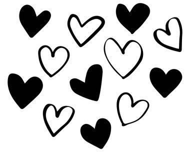 Beyaz bir arka planda aşk seti. Düz biçimli vektör illüstrasyonu.