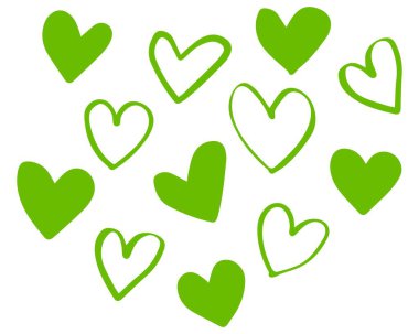 Beyaz bir arka planda aşk seti. Düz biçimli vektör illüstrasyonu.