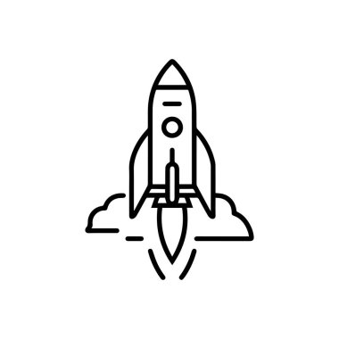 Uzay gemisi simgesi bilim ve teknolojinin vektör tasarım sembolünü ayarla.