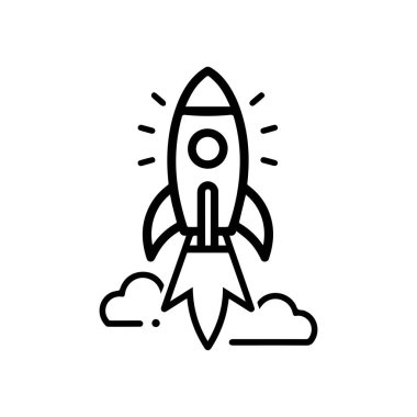 Uzay gemisi simgesi bilim ve teknolojinin vektör tasarım sembolünü ayarla.