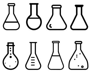 Kimyasal cam ikonu bilim ve araştırma konsepti vektör şablonu tasarımı.