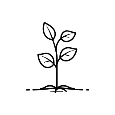 Tohum ağacı büyüyen ikon. Siyah doğa yeşil vektör tasarımı.