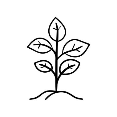 Tohum ağacı büyüyen ikon. Siyah doğa yeşil vektör tasarımı.