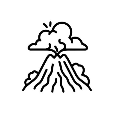 Volkan dağ ikonu doğa ışığı ve siyah vektör tasarımı.