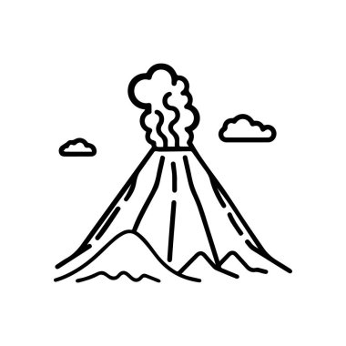 Volkan dağ ikonu doğa ışığı ve siyah vektör tasarımı.