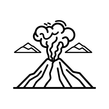 Volkan dağ ikonu doğa ışığı ve siyah vektör tasarımı.