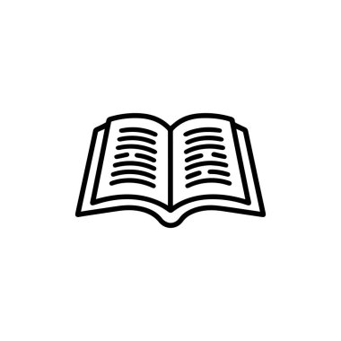 Kitap ikonu vektörü. İnce bir çizgi işareti. sembol illüstrasyon arkaplan tasarımı.