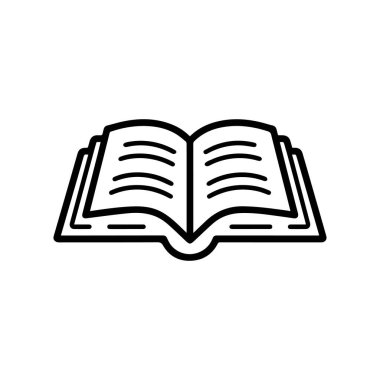 Kitap ikonu vektörü. İnce bir çizgi işareti. sembol illüstrasyon arkaplan tasarımı.