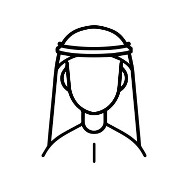 Müslüman erkek ve kadın ikon karakter taslağı. Arapça vektör tasarımı.