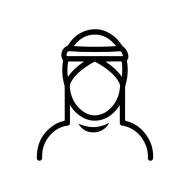 Müslüman erkek ve kadın ikon karakter taslağı. Arapça vektör tasarımı.