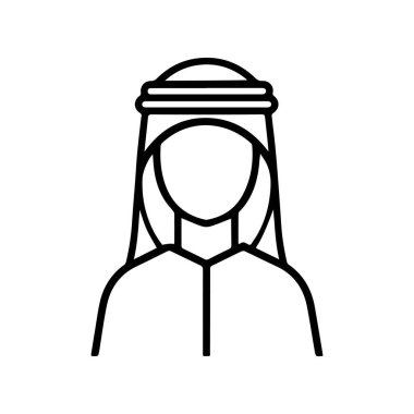 Müslüman erkek ve kadın ikon karakter taslağı. Arapça vektör tasarımı.