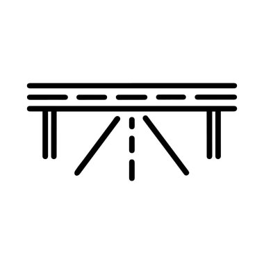 Otoyol ve köprü simgesi, beyaz arkaplan tasarımında siyah çizgi sanatı.