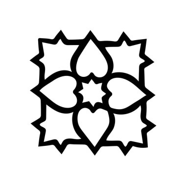 mandala ana hatları simge ve siyah desenli sanat tasarımı.