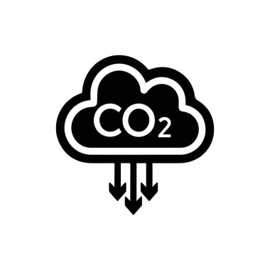 Karbondioksit gaz siyah anahat ikon doğa kirliliği tasarımı.