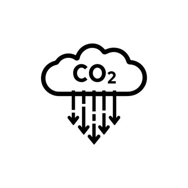 Karbondioksit gaz siyah anahat ikon doğa kirliliği tasarımı.