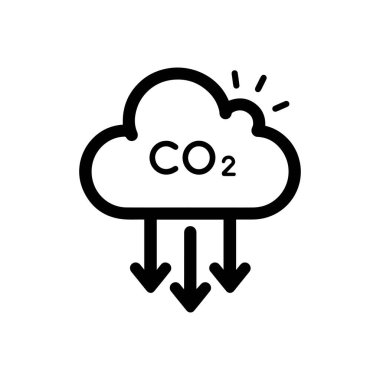 Karbondioksit gaz siyah anahat ikon doğa kirliliği tasarımı.