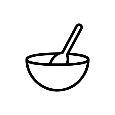 Kase ve kaşık ana hatları simge siyah kap taze tasarım.