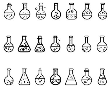 Kimyasal cam ikonu ve bilimsel kimya tüpü toksik ilaç tasarımı.