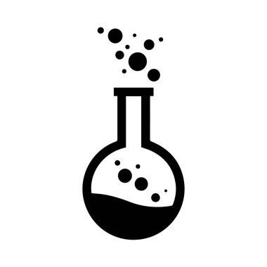 Kimyasal cam ikonu ve bilimsel kimya tüpü toksik ilaç tasarımı.